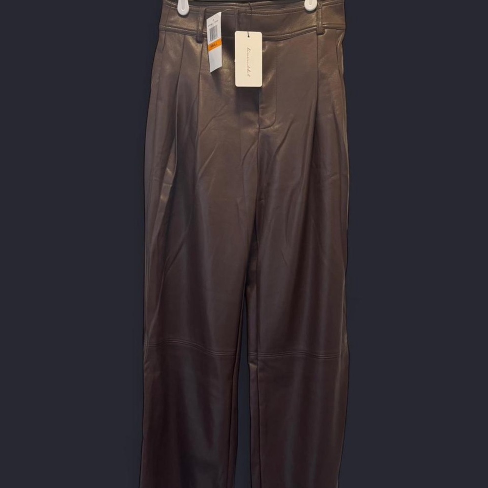 Line & Dot Brown Vegan Leather Trousers